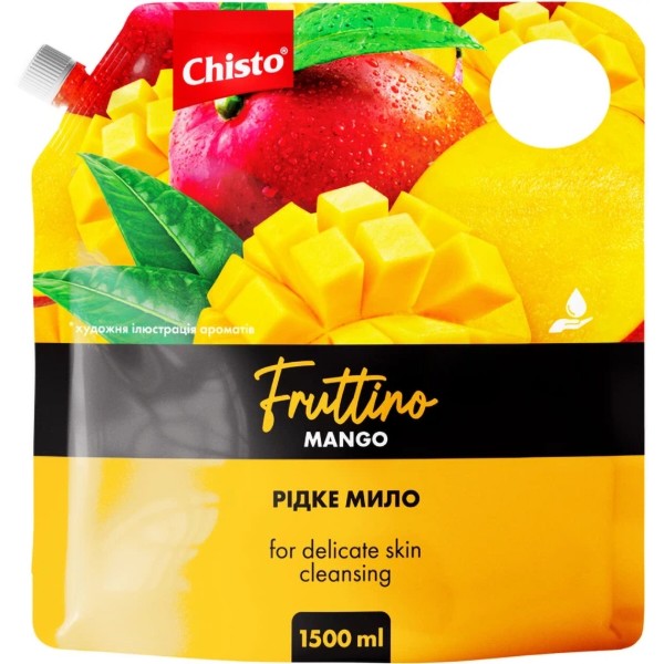 Фото - Жидкое мыло для рук Chisto Fruttino дой-пак 1,5 л Mango (4820204703516)